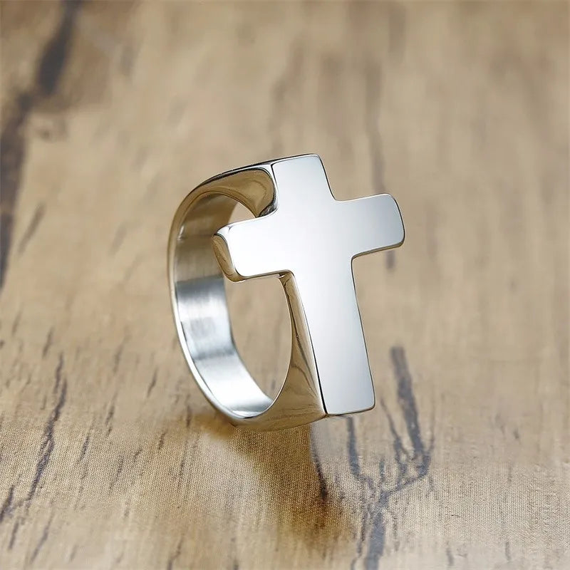 Santo Dogma — Anillo Cruz Punk Acero Inoxidable