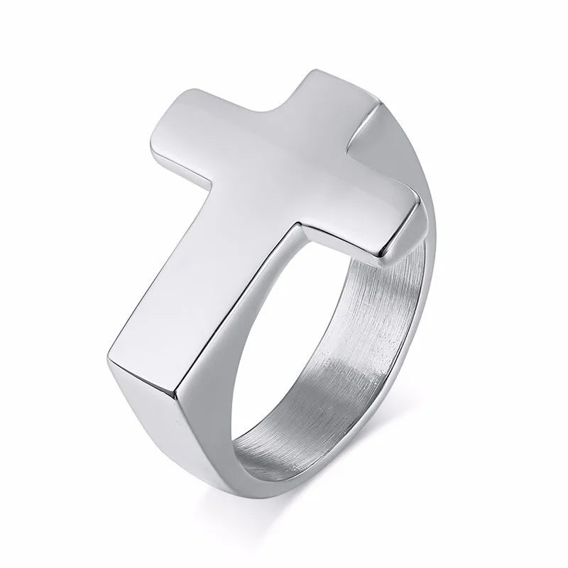 Santo Dogma — Anillo Cruz Punk Acero Inoxidable