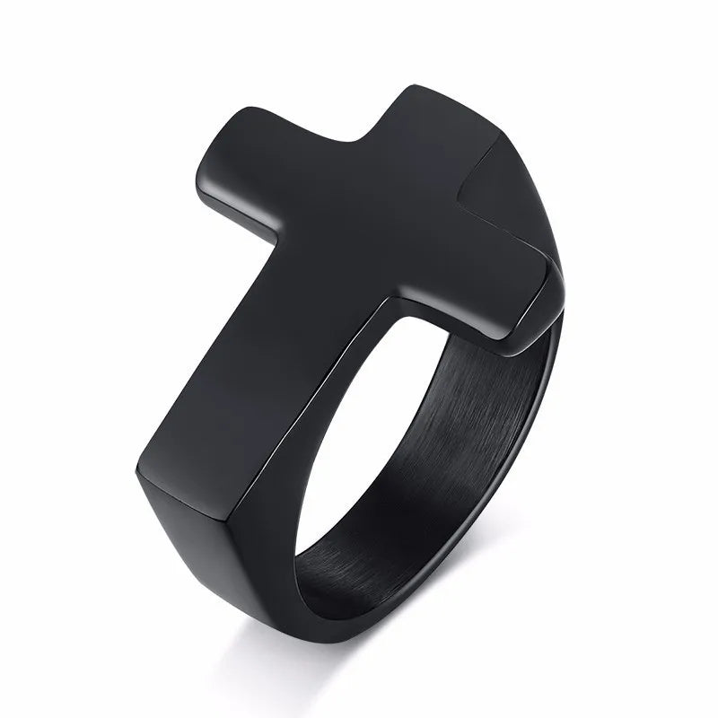 Santo Dogma — Anillo Cruz Punk Acero Inoxidable