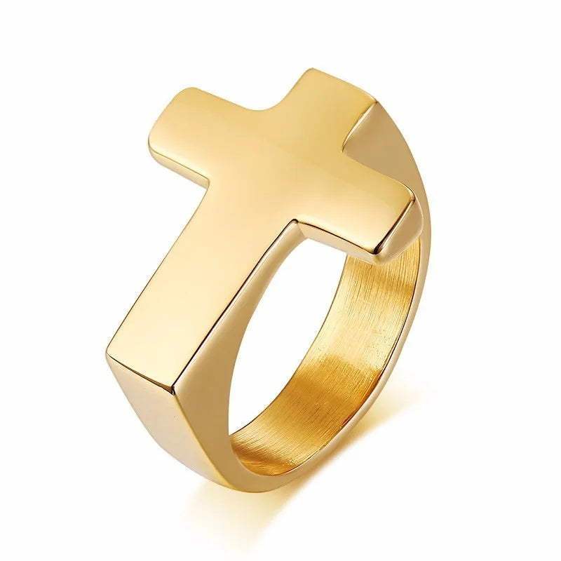 Santo Dogma — Anillo Cruz Punk Acero Inoxidable