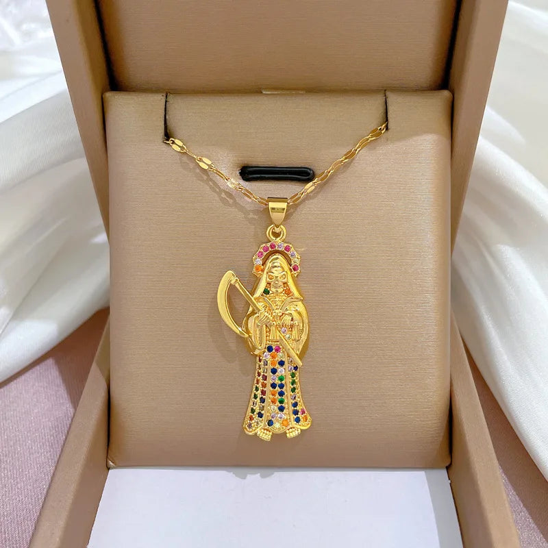 Santo Dogma — Collar Santa Muerte Dorado
