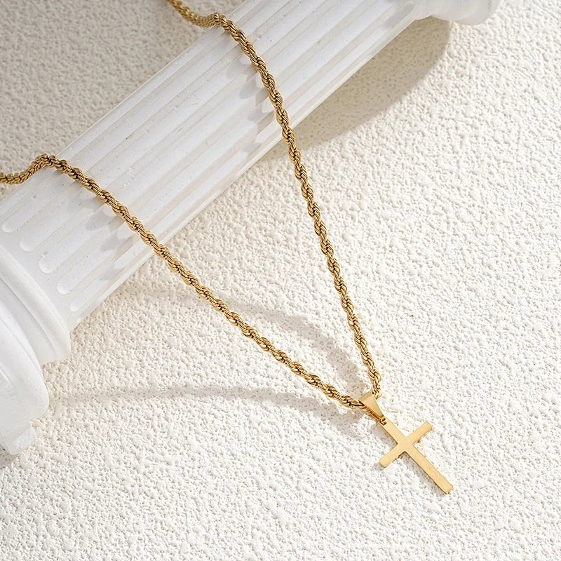 Santo Dogma — Collar Cruz Minimalista Acero Inoxidable