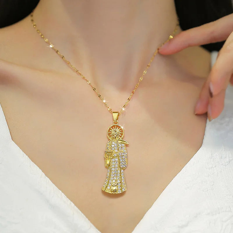 Santo Dogma — Collar Santa Muerte Dorado