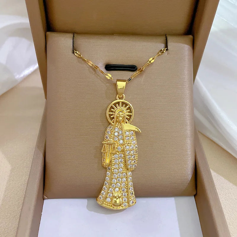 Santo Dogma — Collar Santa Muerte Dorado