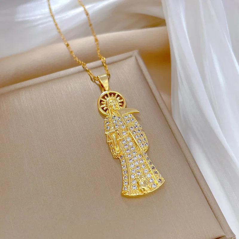 Santo Dogma — Collar Santa Muerte Dorado