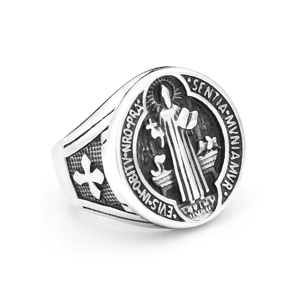 Santo Dogma — Anillo San Benito Acero Inoxidable