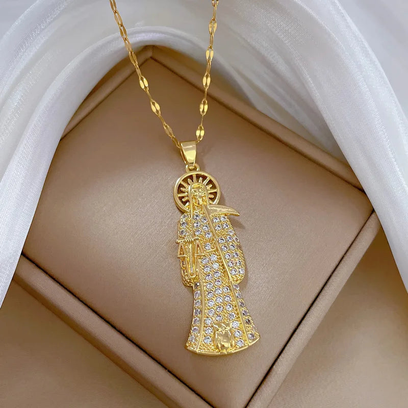 Santo Dogma — Collar Santa Muerte Dorado