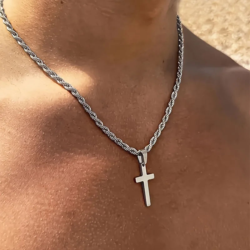 Santo Dogma — Collar Cruz Minimalista Acero Inoxidable