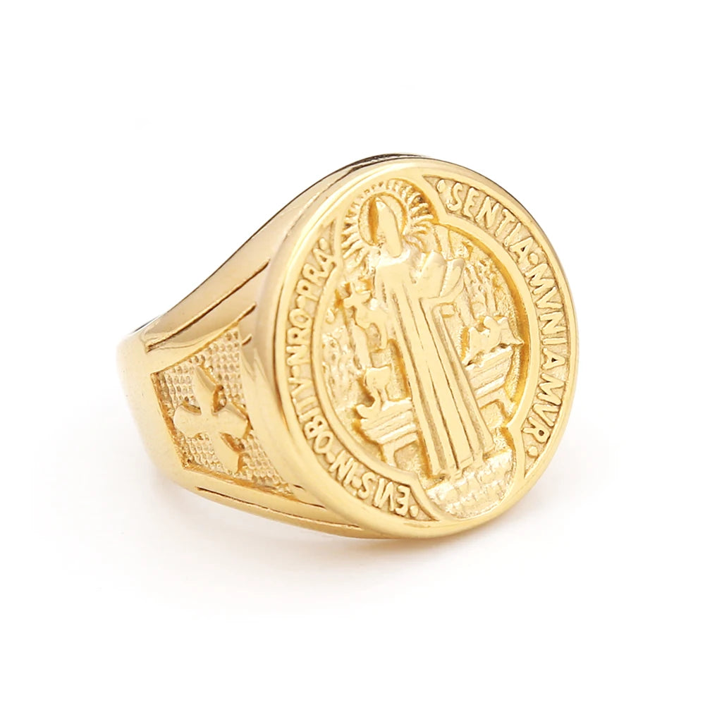 Santo Dogma — Anillo San Benito Acero Inoxidable